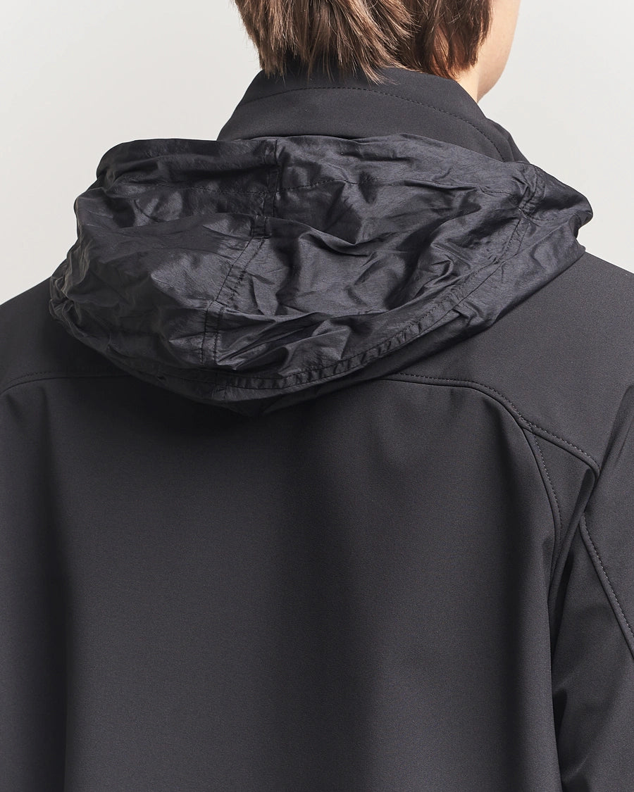 Stone Island 4100010 Light Soft Shell-R Hidden Hooded Jacket Black