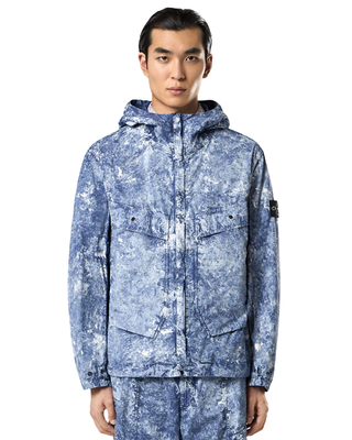 Stone Island 100076 WHITE PIGMENT ON TELA 'PARACADUTE' STRETCH-TC Hooded Jacket Blue