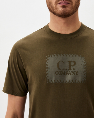 C.P. Company Jersey 30/1 Short Sleeve Logo Label T-Shirt Ivy Green RCCMTS723A005100W