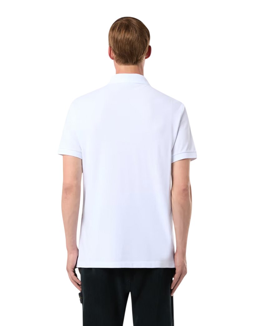 Stone Island 22002SC Organic Cotton Elastane Pique Polo T-Shirt White