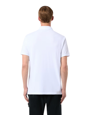 Stone Island 22002SC Organic Cotton Elastane Pique Polo T-Shirt White