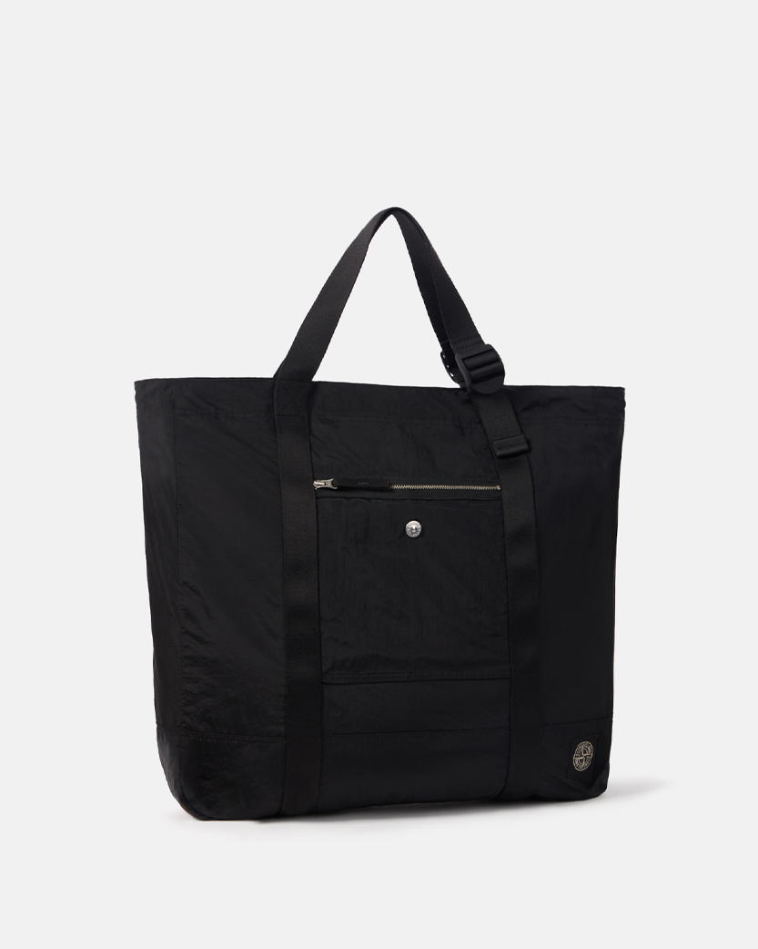 Stone Island 9200013 COATED NYLON METAL IN ECONYL® Tote Bag Black
