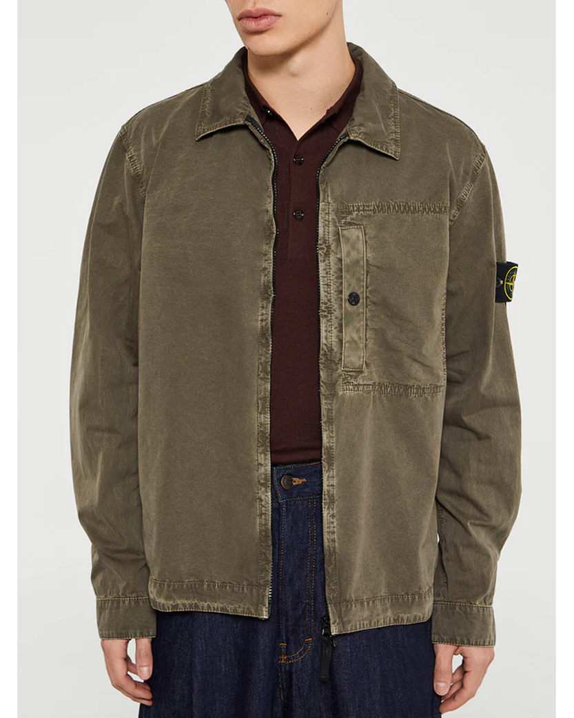 Stone Island 1200032 Zipped Cotton Jacket Military Green