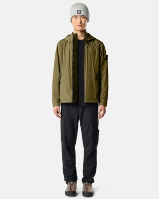 Stone Island 4100001 CRINKLE REPS NY Hooded Jacket Military Green