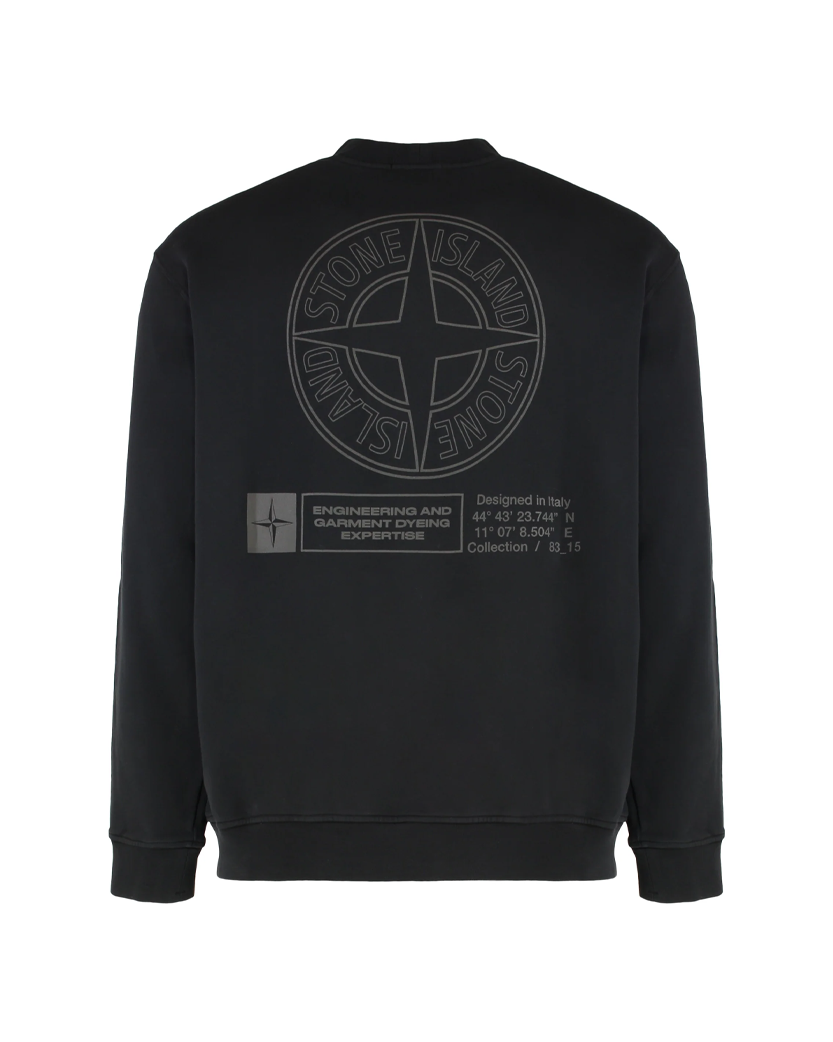 Stone Island 6100018 COTTON FLEECE Crewneck Sweatshirt 'Industrial Four' Print Black