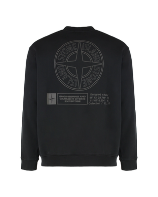 Stone Island 6100018 COTTON FLEECE Crewneck Sweatshirt 'Industrial Four' Print Black
