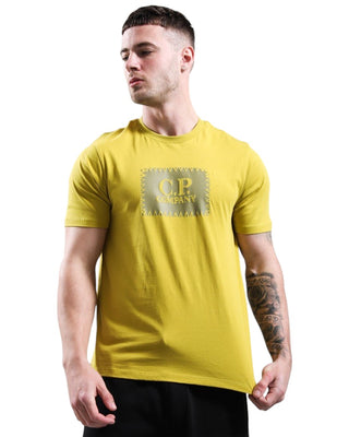 C.P. Company Jersey 30/1 Short Sleeve Logo Label T-Shirt Antique Moss Yellow 20CMTS723A005100W