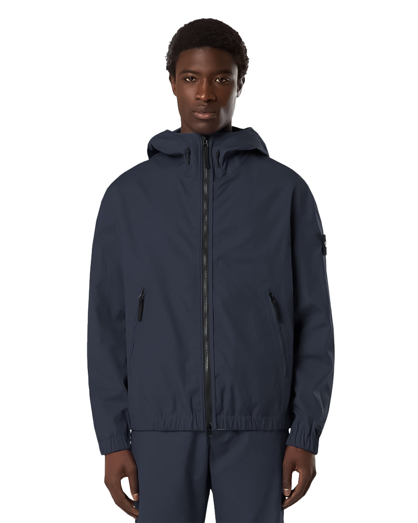 Stone Island 4100079 SUPIMA Cotton Canvas Hooded Jacket Navy Blue