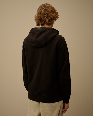 C.P. Company Diagonal Raised Fleece Lens Full Zip Hoodie Black RCCMSS716A005086W