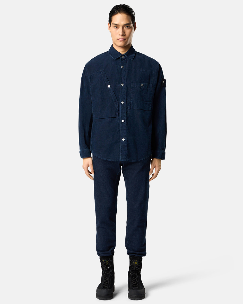 Stone Island 1100008 INDIGO MICRO CORDUROY-RINSED Overshirt Indigo