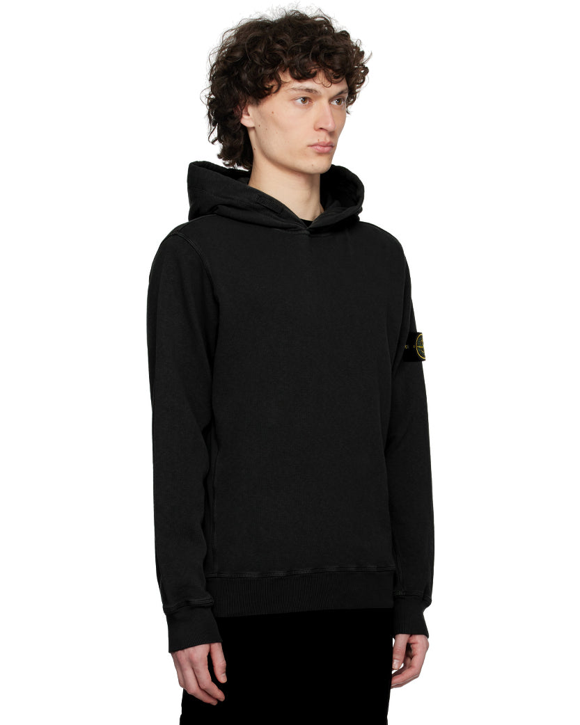 Stone Island 6100037 MALFILÉ FLEECE 'OLD' EFFECT Hoodie Black