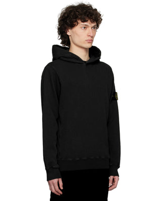 Stone Island 6100037 MALFILÉ FLEECE 'OLD' EFFECT Hoodie Black