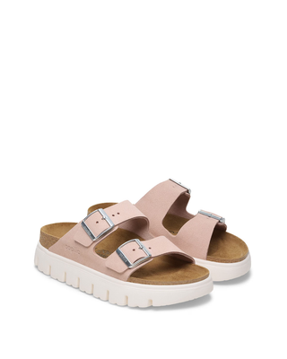 Birkenstock Arizona Platform Suede Leather Slides Light Rose 1029117
