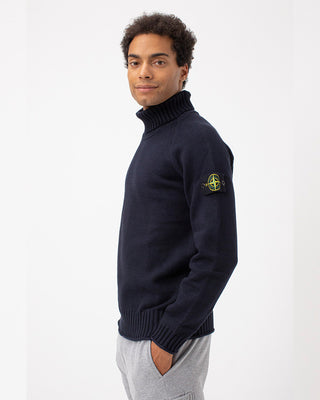 Stone Island 505A2 Logo Badge Turtleneck Sweater Blue 8115505A2V0020