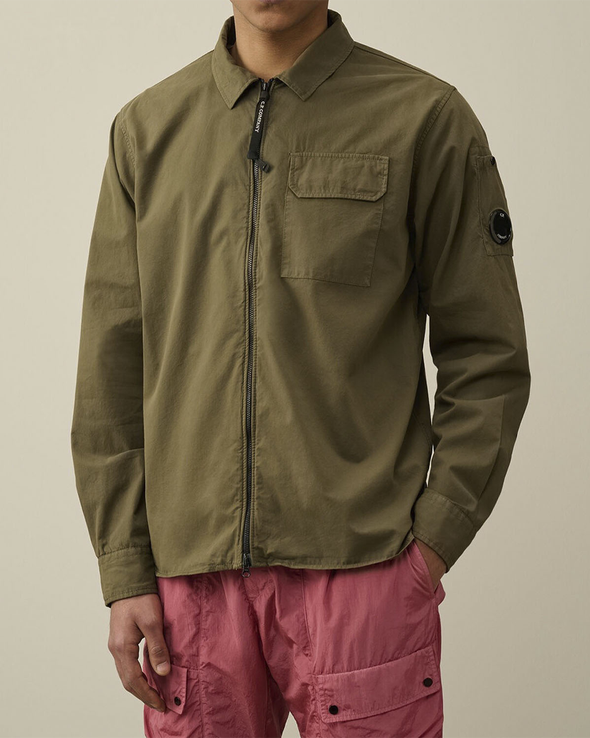 C.P. Company Gabardine Zip Overshirt Green RCCMOS705A110143G