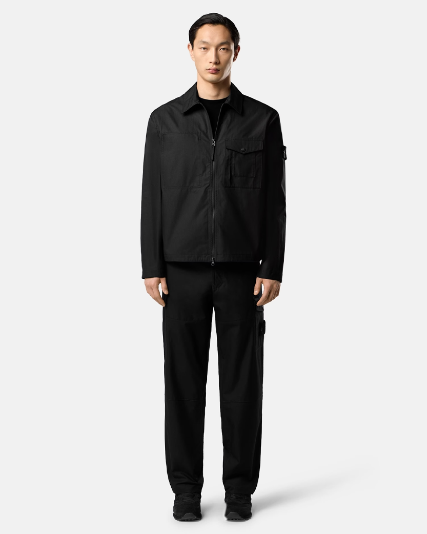 Stone Island 1200011 Cotton Overshirt Ghost Black