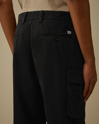 C.P. Company Cotton Gabardine Loose Cargo Pants Black 20CMPA185A110458G