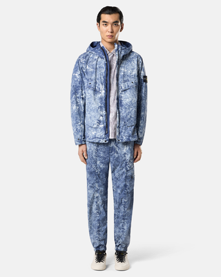 Stone Island 100076 WHITE PIGMENT ON TELA 'PARACADUTE' STRETCH-TC Hooded Jacket Blue
