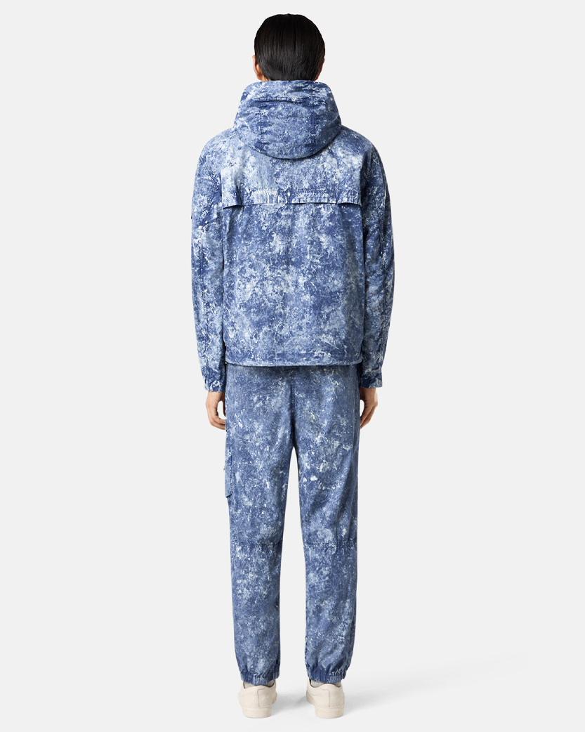 Stone Island 100076 WHITE PIGMENT ON TELA 'PARACADUTE' STRETCH-TC Hooded Jacket Blue