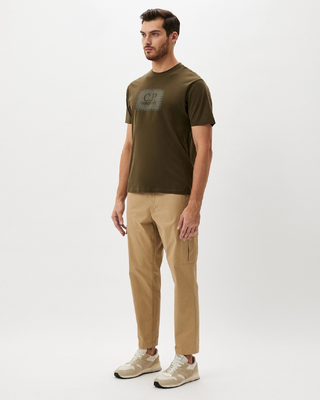 C.P. Company Jersey 30/1 Short Sleeve Logo Label T-Shirt Ivy Green RCCMTS723A005100W
