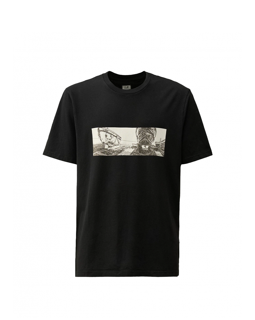 C.P. Company 24/1 Jersey Back Letter T-Shirt Black 18CMTS319A005431G