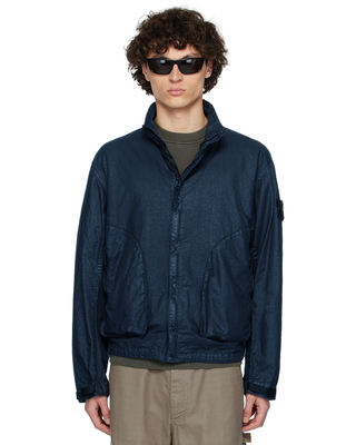 Stone Island 4100067 Organic Look Nylon PANAMA-TC Jacket Navy Blue
