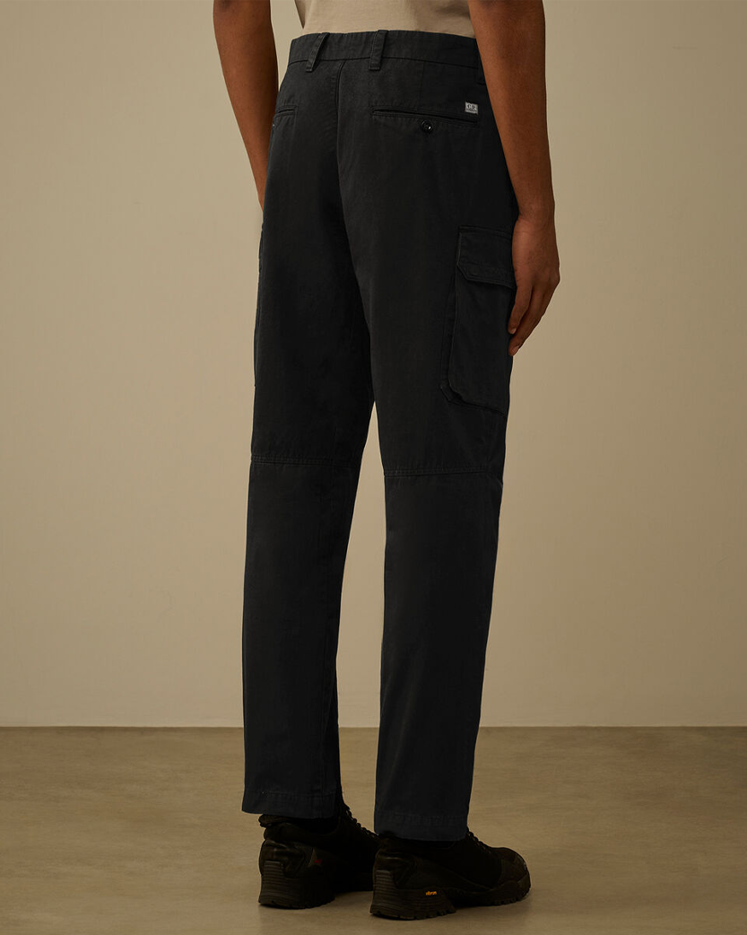 C.P. Company Cotton Gabardine Loose Cargo Pants Black 20CMPA185A110458G