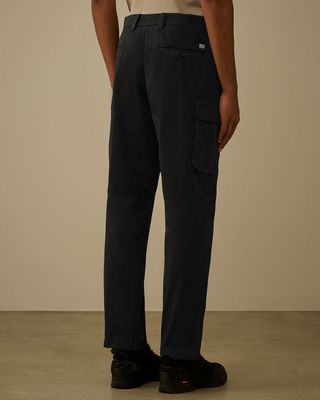 C.P. Company Cotton Gabardine Loose Cargo Pants Black 20CMPA185A110458G