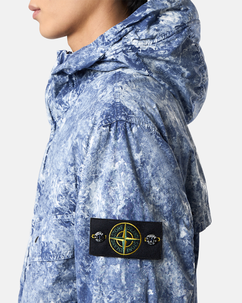 Stone Island 100076 WHITE PIGMENT ON TELA 'PARACADUTE' STRETCH-TC Hooded Jacket Blue