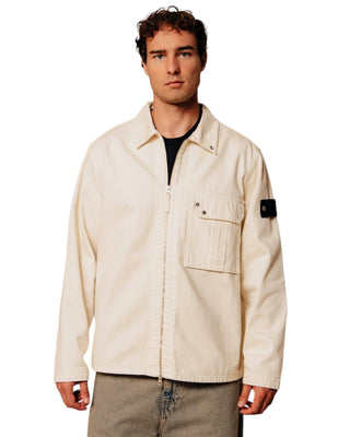 Stone Island 1200002 LIGHT BULL DENIM-TC Zip Overshirt Ivory