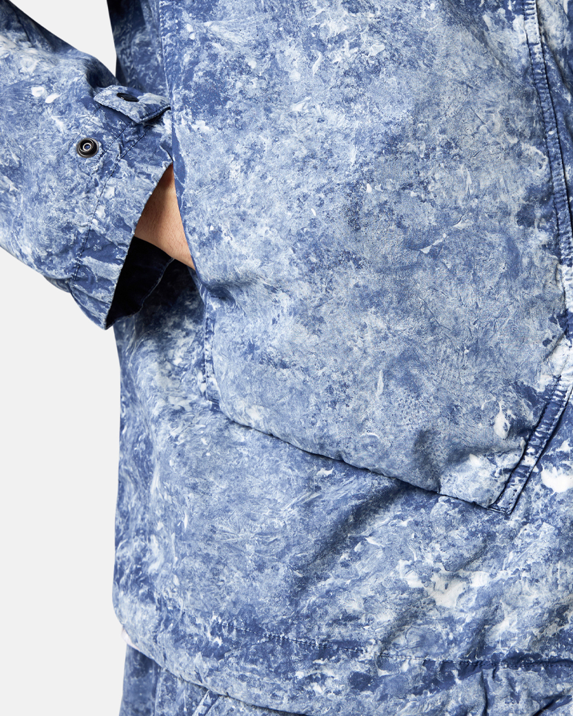 Stone Island 100076 WHITE PIGMENT ON TELA 'PARACADUTE' STRETCH-TC Hooded Jacket Blue