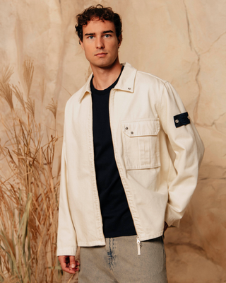 Stone Island 1200002 LIGHT BULL DENIM-TC Zip Overshirt Ivory