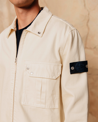 Stone Island 1200002 LIGHT BULL DENIM-TC Zip Overshirt Ivory