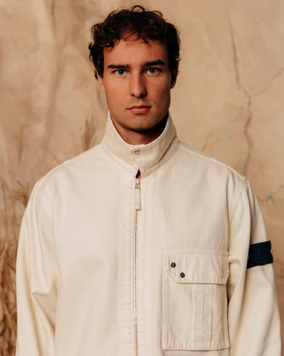 Stone Island 1200002 LIGHT BULL DENIM-TC Zip Overshirt Ivory