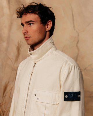 Stone Island 1200002 LIGHT BULL DENIM-TC Zip Overshirt Ivory
