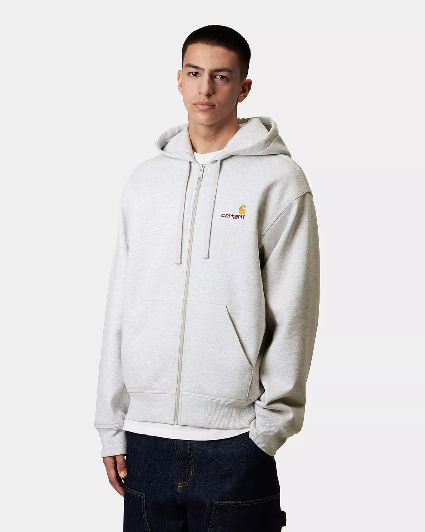 Carhartt WIP 'American Script' Zipper Hoodie Grey