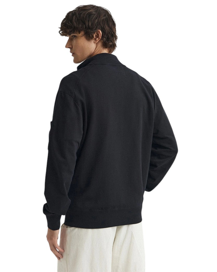 C.P. Company Light Fleece Zip Lens Sweatshirt Black 20CMSS021A002246G