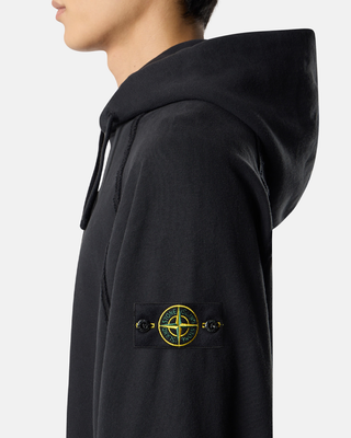 Stone Island 6100023 BRUSHED ORGANIC COTTON FLEECE Oversized Hoodie Black