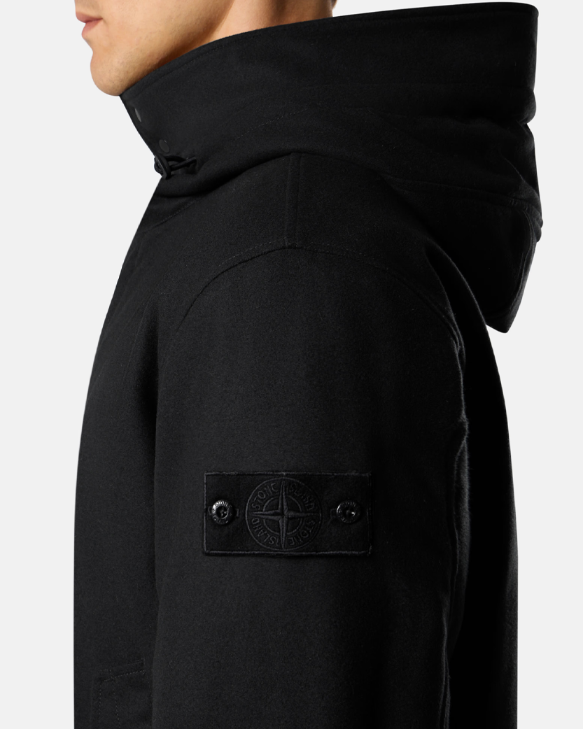Stone Island 4100103 WOOL NYLON FLANNEL Ghost Jacket Black