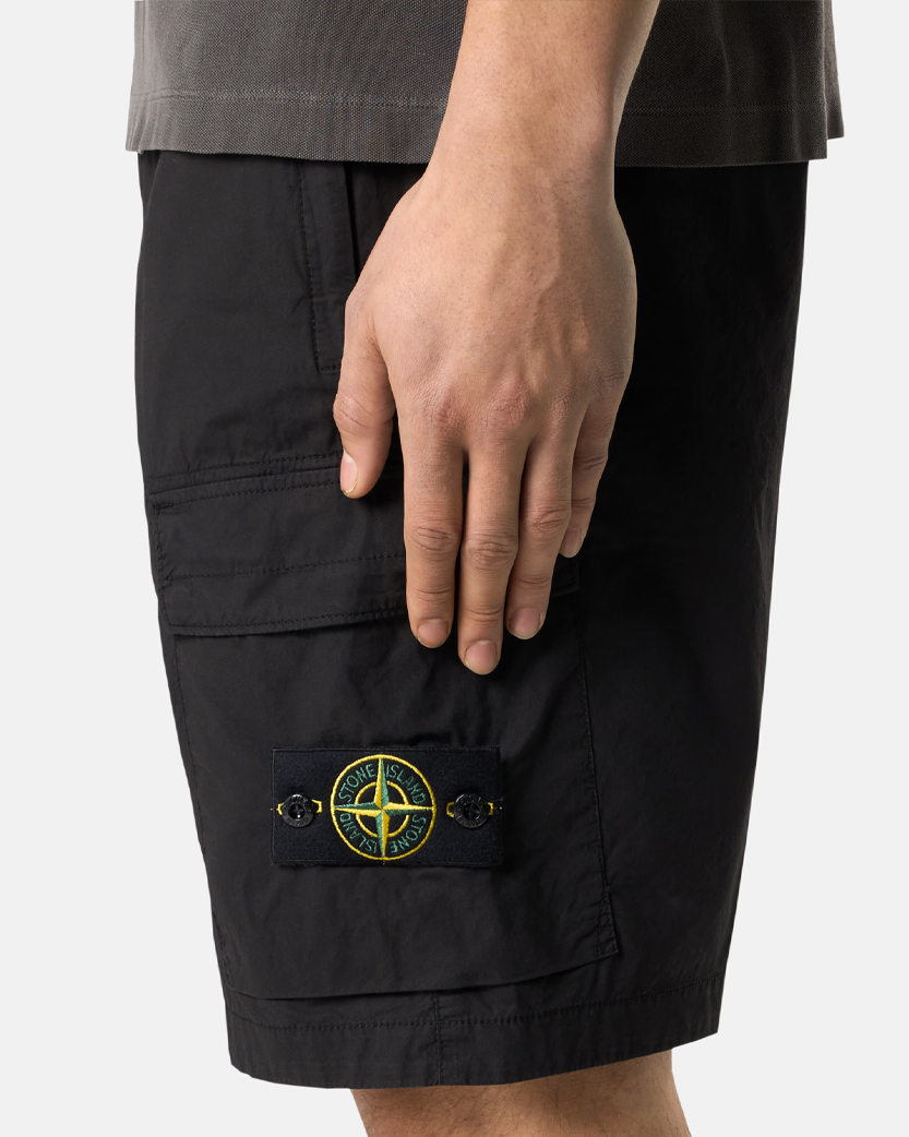 Stone Island L100L08 STRETCH COTTON TELA 'PARACADUTE Cargo Bermuda Shorts Black