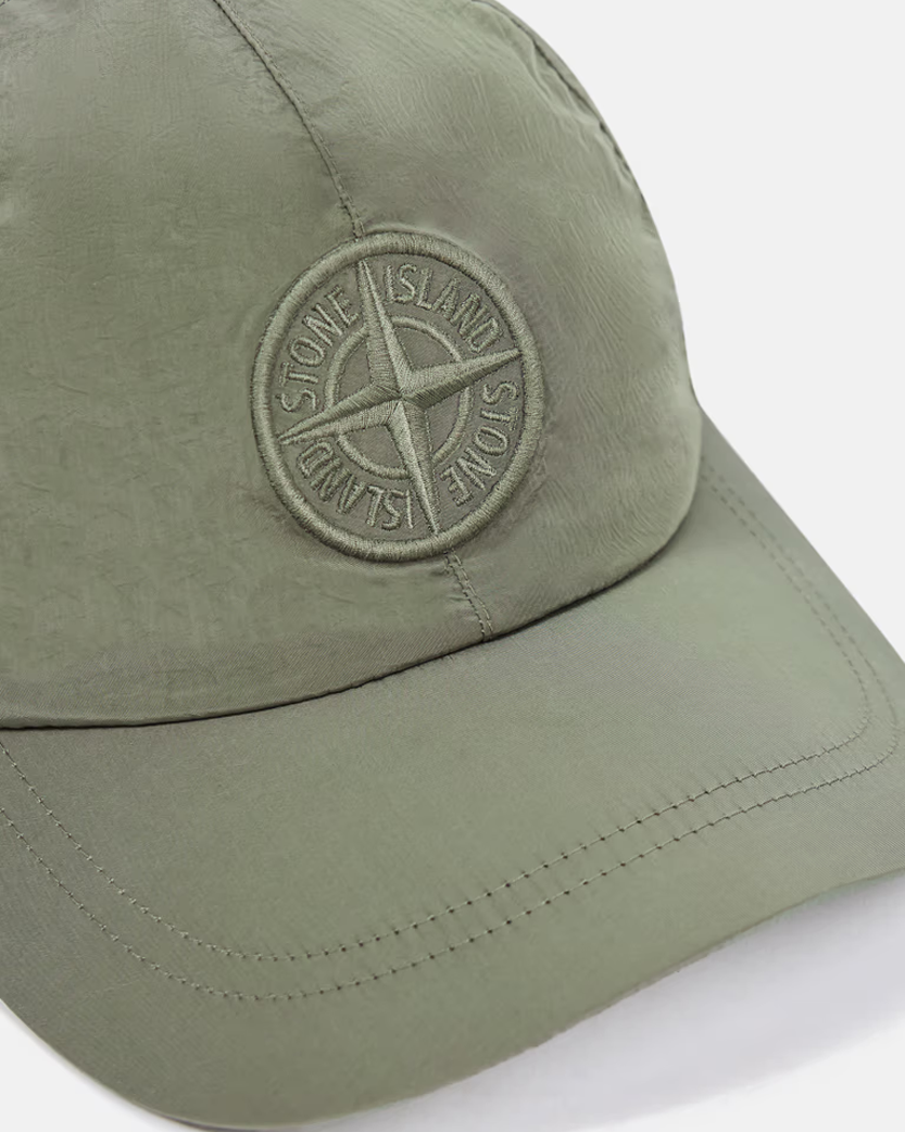 Stone Island 9100995 Nylon Metal 6-Panel Logo Cap Green