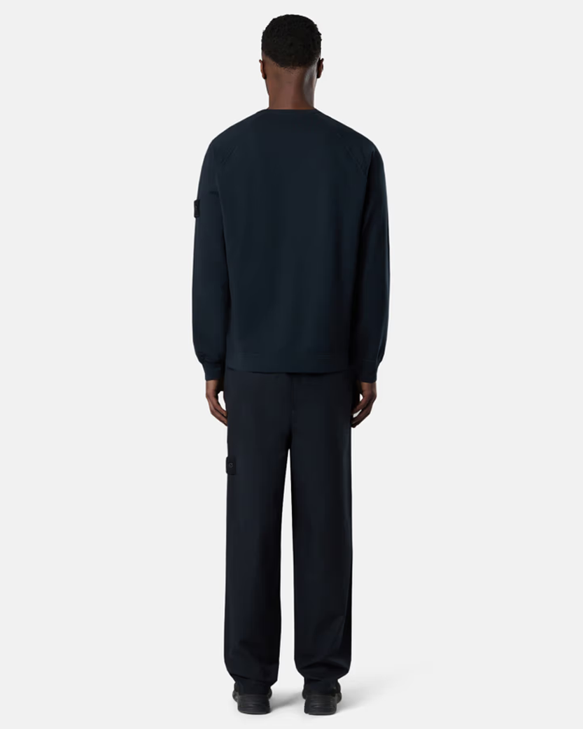 Stone Island 6100011 Cotton Stretch Fleece Ghost Sweatshirt Navy Blue