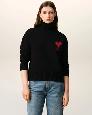 Ami Paris ADC Funnel Neck Wool Sweater Black