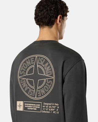 Stone Island 6100018 COTTON FLEECE Crewneck Sweatshirt 'Industrial Four' Print Lead Grey