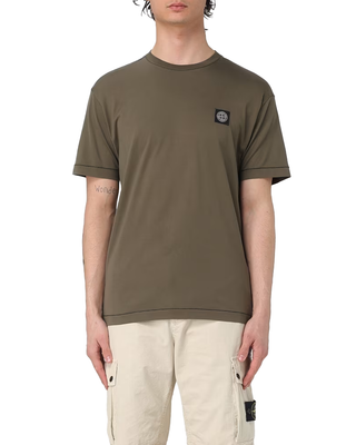 Stone Island 2100039 60/2 COTTON JERSEY T-Shirt Compass Logo Patch Military Green