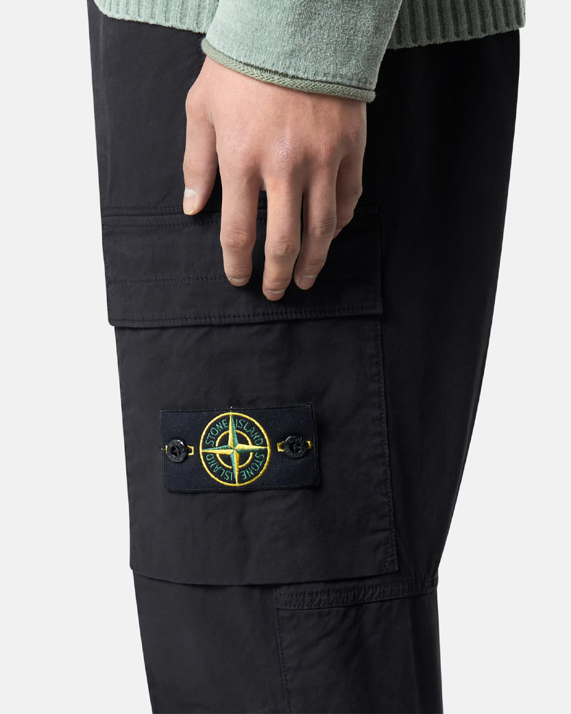 Stone Island 3100304 SUPIMA Cotton Twill Stretch-TC Cargo Pants Black