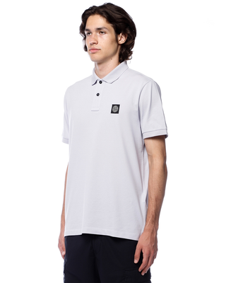 Stone Island 22002SC Organic Cotton Elastane Pique Polo T-Shirt Lilac