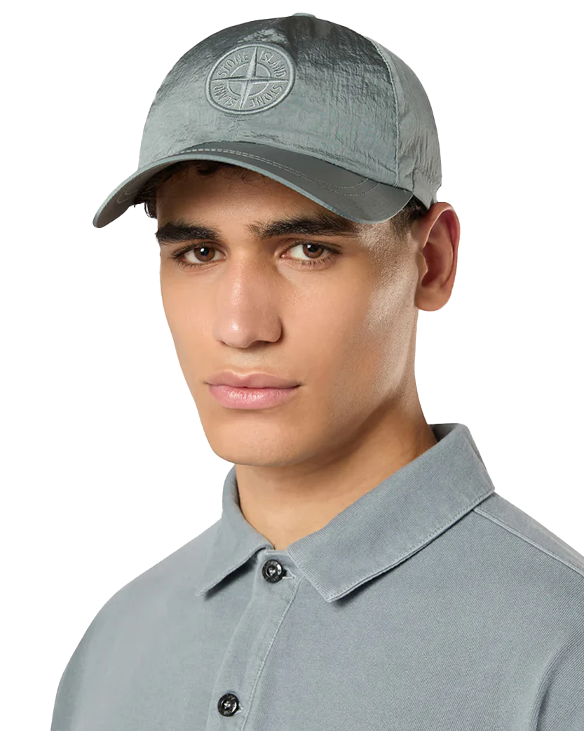Stone Island 99576 Econyl Regenerated Nylon 6-Panel Cap Green Grey