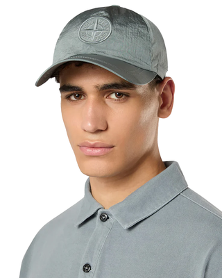 Stone Island 99576 Econyl Regenerated Nylon 6-Panel Cap Green Grey