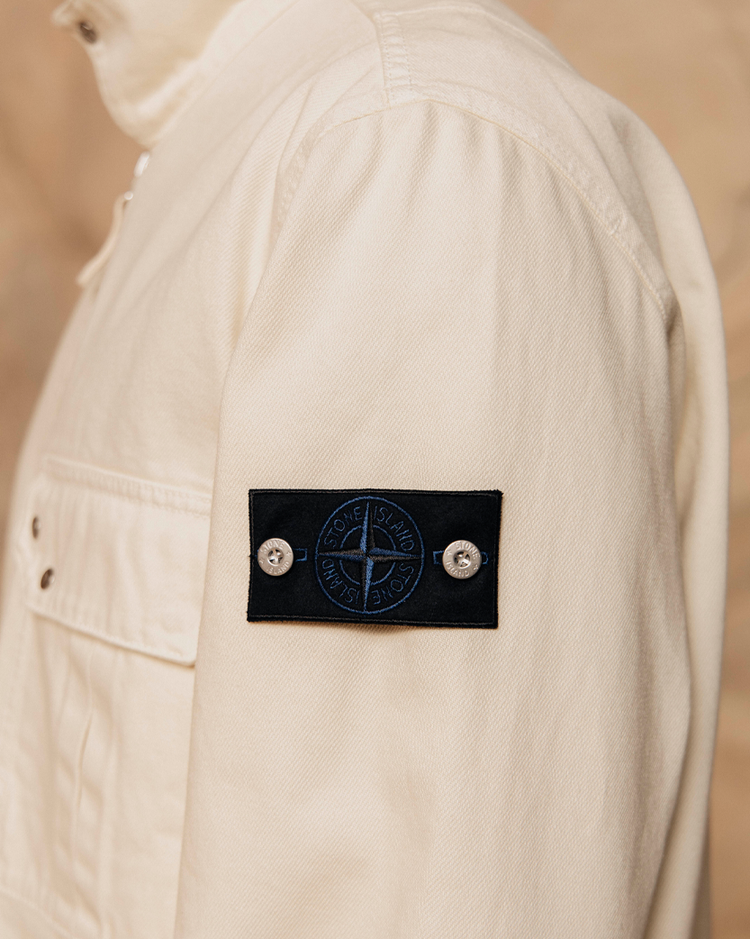Stone Island 1200002 LIGHT BULL DENIM-TC Zip Overshirt Ivory
